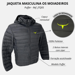 Jaqueta Puffer Masculina Os Moiadeiros  Preto - JTQ05