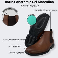 Botina Masculina Anatomic Gel Conhaque - Ref. 5953