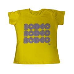 Camiseta Feminina Power Country Amarela Estampa Rodeo