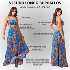 Vestido Feminino Buphallos Azul E Laranja Ref: BPL 842