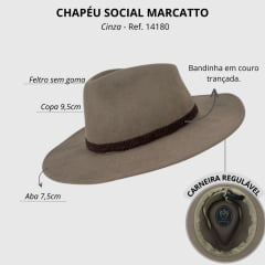 Chapéu Social De Feltro Marcatto Cinza Ref. 14180