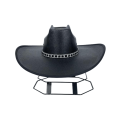 Chapéu Country Mundial Dakota Preto Branco Strass Aba 12