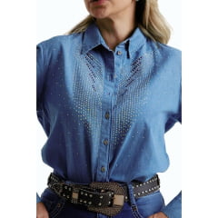 Camisa Jeans Feminina West Dust Manga Longa - Ref.CA28901