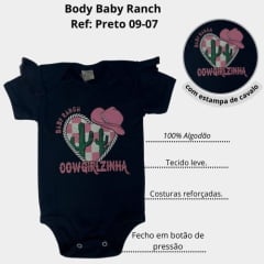 Body Infantil Baby Ranch Cowgirlzinha Preto Ref: 09-07