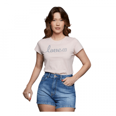 Camiseta Feminina TXC Bordado Love - Ref. 50338 - Escolha a cor