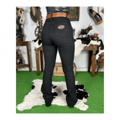 Calça Feminina Rodeio Country Jeans Preta Flare - Ref. 7505