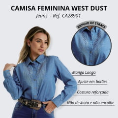 Camisa Jeans Feminina West Dust Manga Longa - Ref.CA28901