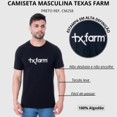 Camiseta Masculina Texas Farm Manga Curta Preta Ref. CM258