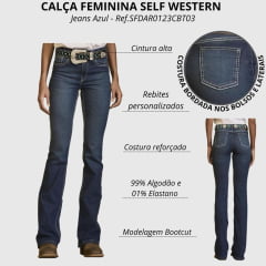 Calça Feminina Self Western Jeans Azul Bootcut Country CBT03