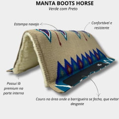 Manta Bege Estampa Navajo Boots Horse - Ref.1803