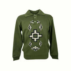 Blusa Suéter Masculino Pátria Pampa Verde com Preto e Branco