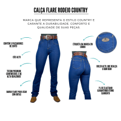 Calça Feminina Rodeio Country Flare Cintura Alta Lycra - Escolha a cor