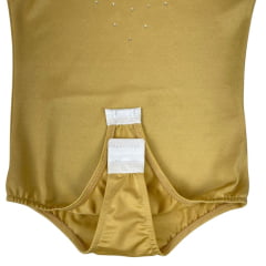 Body Infantil Top Country Sem Manga Com Strass Amarelo Ouro