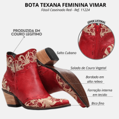 Bota Texana Feminina Vimar Cano Curto Fóssil Red Ref. 11224