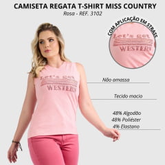 Camiseta Feminina Miss Country T- Shirt Regata Rosa Ref:3102