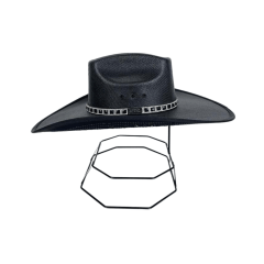 Chapéu Country Mundial Dakota Preto Branco Strass Aba 12