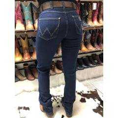  Calça Jeans Country Feminina Estern Wrangler Tradicional Reta Azul Escura - Ref. 18M4C2P