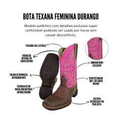 Bota Texana Feminina Durango Med Dog Chiclete Ref: 170015G2M