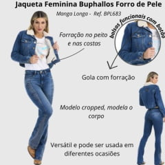 Jaqueta Jeans Feminina Buphallos Forro de Pele Ref. BPL683
