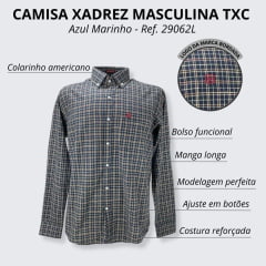 Camisa Masculina TXC Custom-X Xadrez Azul Escuro Ref. 29054L