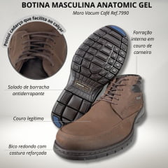 Coturno Sapato Anatomic Gel Rústico Moro Vacum Café Ref.7990