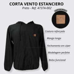 Jaqueta Corta Vento Masculina Estanciero Preta Ref 4737A-002