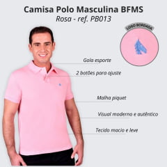 Camisa Masculina BFMS Conforto Rosa Claro - Ref. PB013