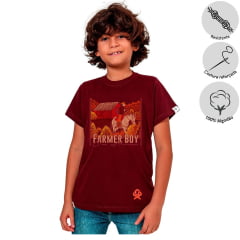 Camiseta Infantil Ox Horns Vinho Farmer Boy - Ref.5170