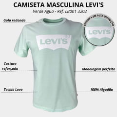 Camiseta Masculina Levis Manga Curta Verde Água Ref. LB0013202