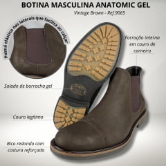 Botina Masculina Anatomic Gel Vintage Brown - Ref.9065