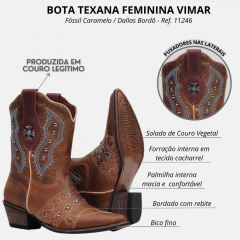Bota Texana Feminina Vimar Fóssil Caramelo - Ref. 11246