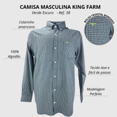 Camisa Masculina King Farm Verde Escuro Xadrez Ref.38