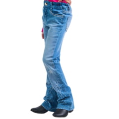 Calça Infantil Miss Country Jeans Stars Azul Claro Ref.1025