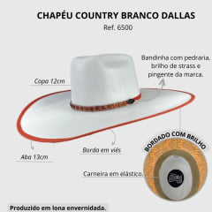 Chapéu Feminino Country Dallas Arizona Bordado - Ref. 6500