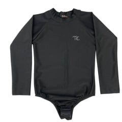 Body Infantil Top Country Manga Longa Preto Simples