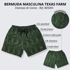 Bermuda Masculina Texas Farm Estampa Cactos - Ref. BDS005