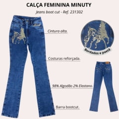 Calça Jeans Feminina Minuty Bordado Com Paetê - Ref.231302