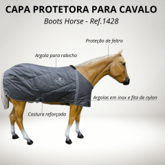 Capa Cinza Protetora Boots Horse Para Cavalo - Ref.1428