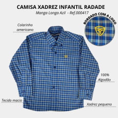Camisa Infantil Radade Xadrez Pequeno Azul - Ref.000417
