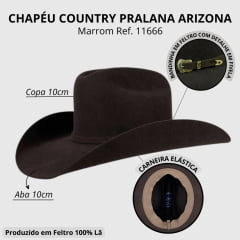 Chapéu Country Pralana Arizona VI Marrom Aba10 - Ref. 11666