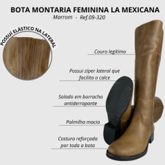 Bota Montaria Feminina La Mexicana Couro Caramelo Ref.09-320