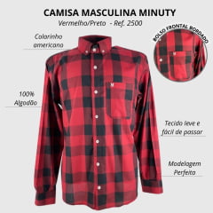 Camisa Masculina Minuty Manga Longa Xadrez Vermelho Ref.2500