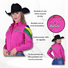 Camisa Radade Feminina Rosa Bordada Barretos