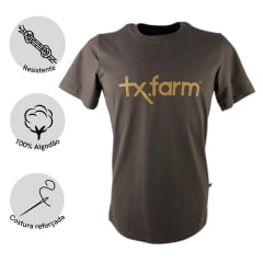 Camiseta Masculina Texas Farm Manga Curta Café Ref. CM258