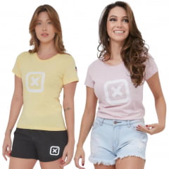 Camiseta Feminina TXC Bordada Rosa Bebê Amarelo Ref.4985 - Várias Cores