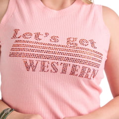 Camiseta Feminina Miss Country T- Shirt Regata Rosa Ref:3102