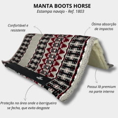 Manta Bege Estampa Navajo Boots Horse - Ref.1803
