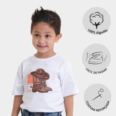 Camiseta Infantil Pura Raça Branca Botas Ref: 070087000002