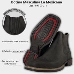 Botina Masculina La Mexicana Café Couro Horse - Ref: 07-214