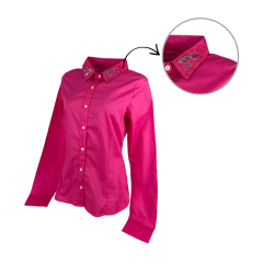 Camisa Feminina Minuty Bordada Rosa - Ref. 1200
